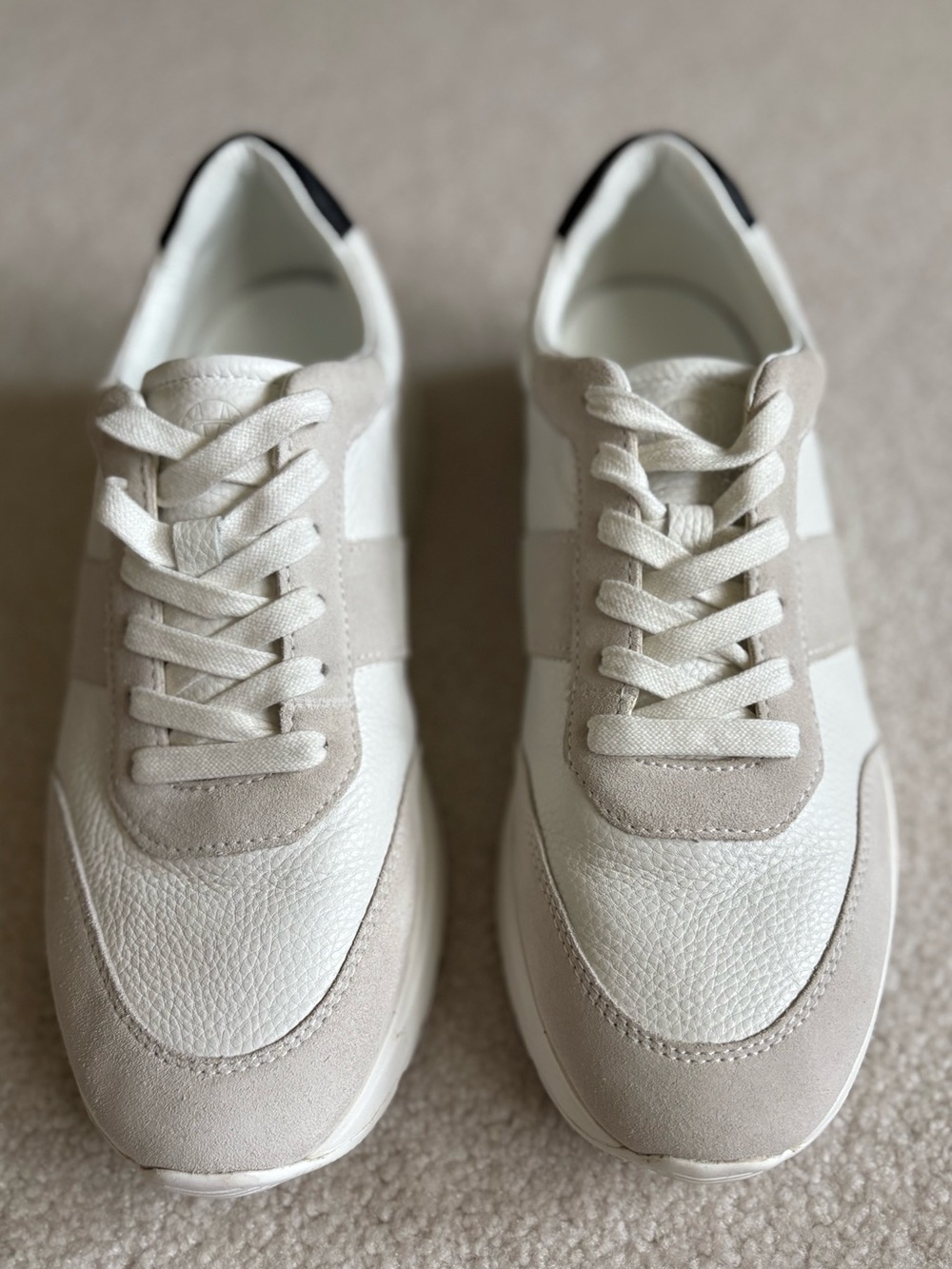 Massimo Dutti Cream and Beige Leather Suede Sneakers Size 41/Men’s 8.5